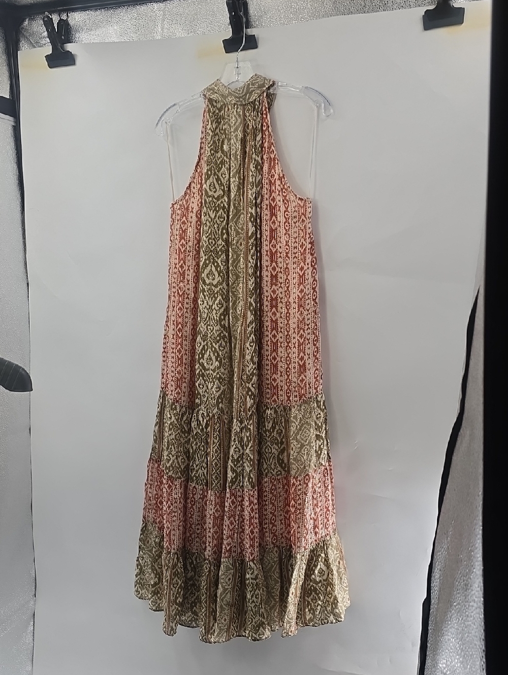 Zara Sleeveless Maxi Dress - Red,gold And  Olive - Picture 7 of 8